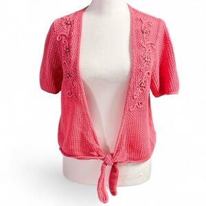 Alfred Dunner Pink Embroidered Women's Sweater